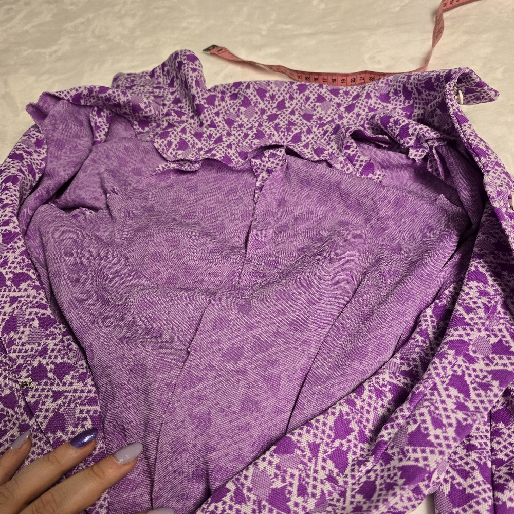 VTG 60's-70's Homemade Floral Geometric Long Sleeve Button Down Dress Sz S - Picture 10 of 14